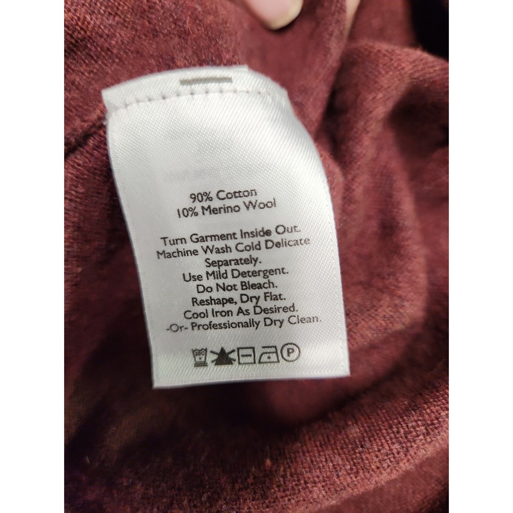 Eddie Bauer Mens V- Neck Burgundy Cotton Merino Sweater size Tall Large EUC - Picture 7 of 8
